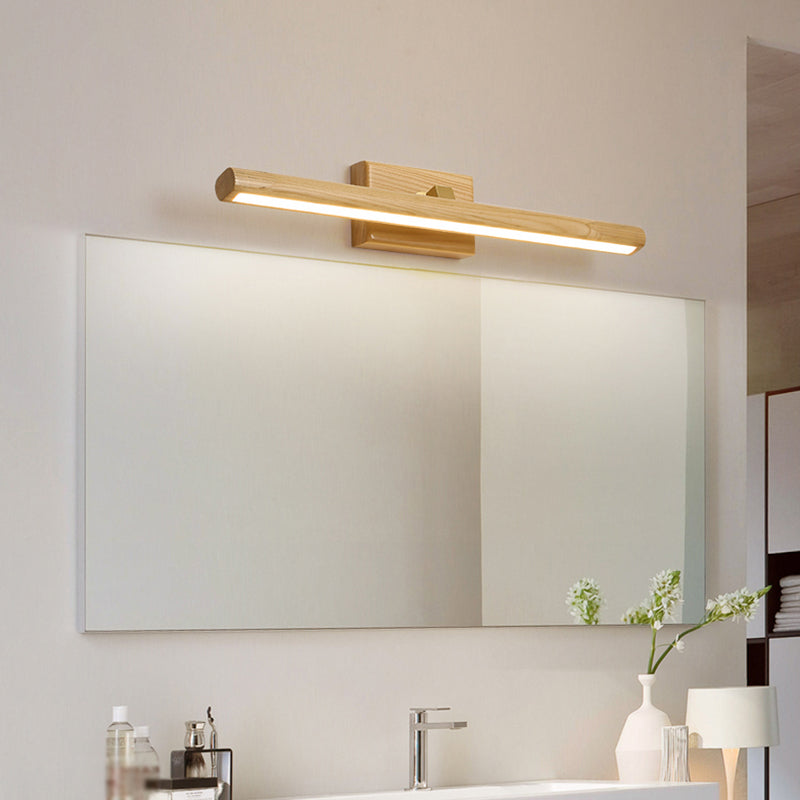 Simplicity Elongated Vanity Mirror Lights Wood Wall Light Fixtures for Bathroom