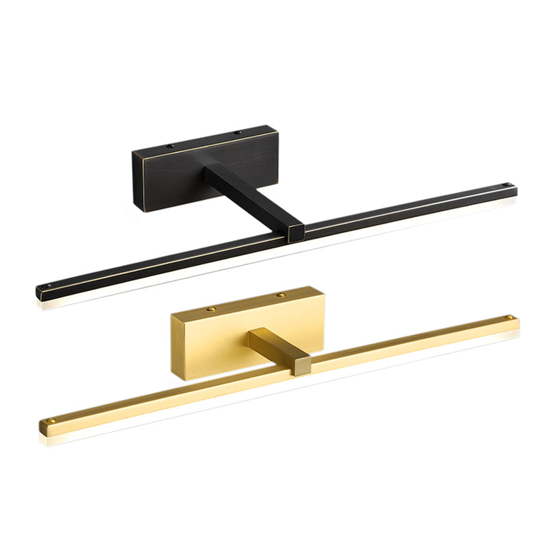 Modern Minimalist Style Linear Wall Mounted Vanity Lights Copper Flush Mount Wall Sconce for Bathroom