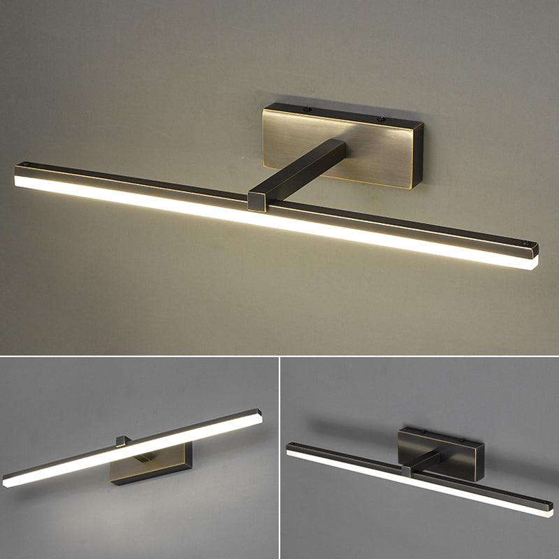 Modern Minimalist Style Linear Wall Mounted Vanity Lights Copper Flush Mount Wall Sconce for Bathroom