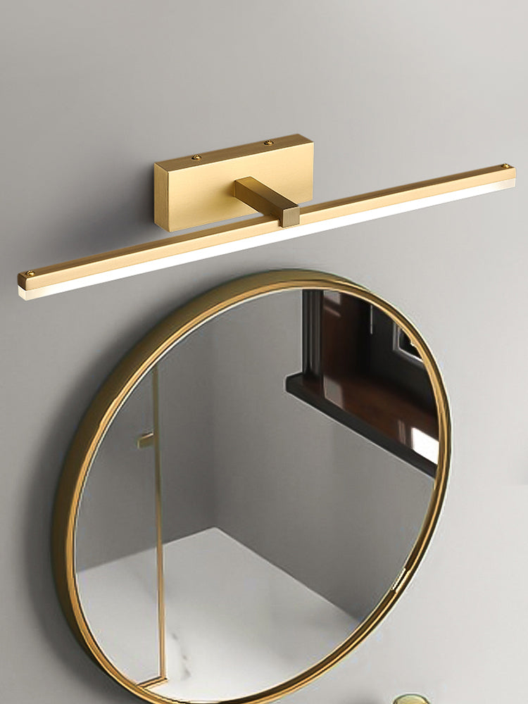 Modern Minimalist Style Linear Wall Mounted Vanity Lights Copper Flush Mount Wall Sconce for Bathroom