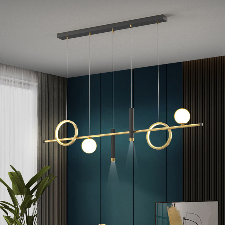 Modern Creative LED Island Light Aluminium Linear Pendant Light with Acrylic Shade