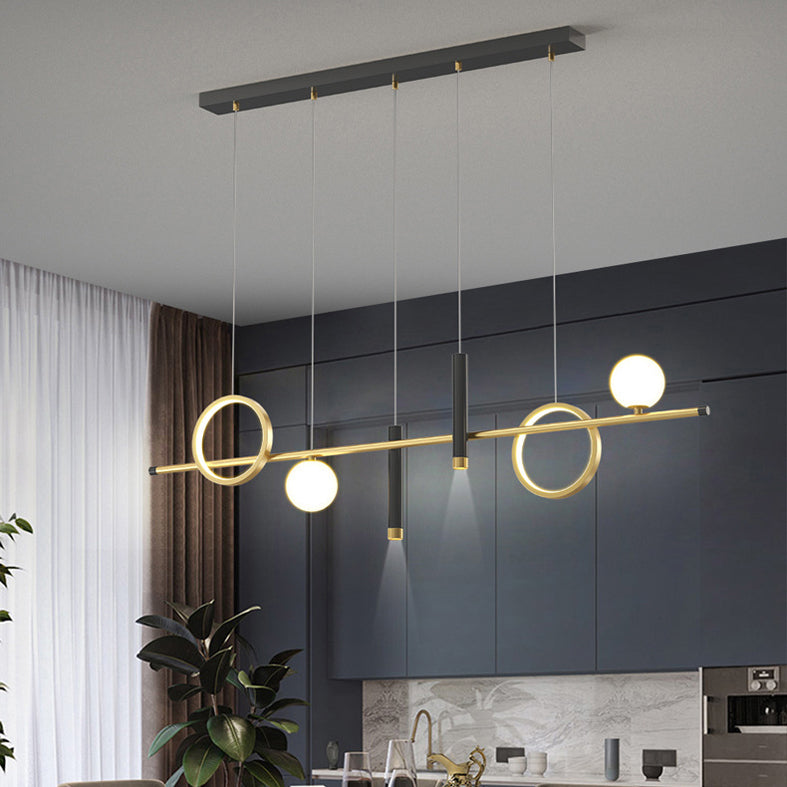 Modern Creative LED Island Light Aluminium Linear Pendant Light with Acrylic Shade