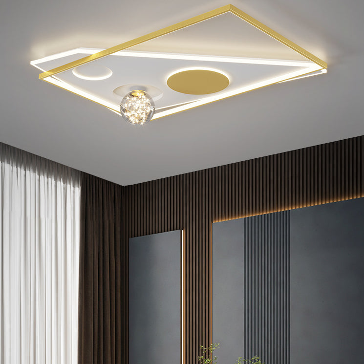 Modern Luxury Style Spherical Flush Mount Ceiling Light Fixtures Glass Flushmount Lighting in Gold Finish