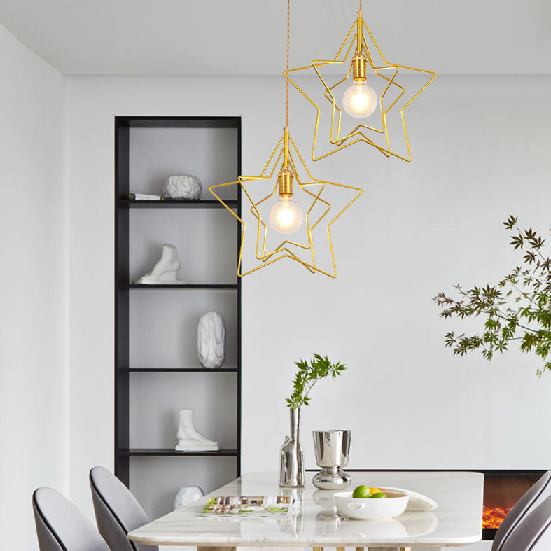 Comedor geométrico Luz de lámpara colgante de estilo loft techo colgante de oro de metal