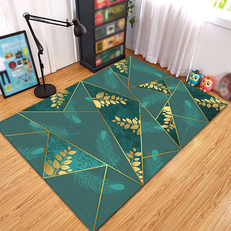 Color Mixed Home Decoration Carpet Simple Geometric Splicing Printed Area Rug Polyester with Non-Slip Backing Rug