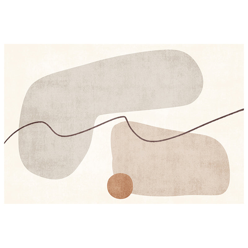 Apricot Tone Modern Indoor Rug Polyester Abstractic Print Carpet Easy Care Rug for Home Decoration