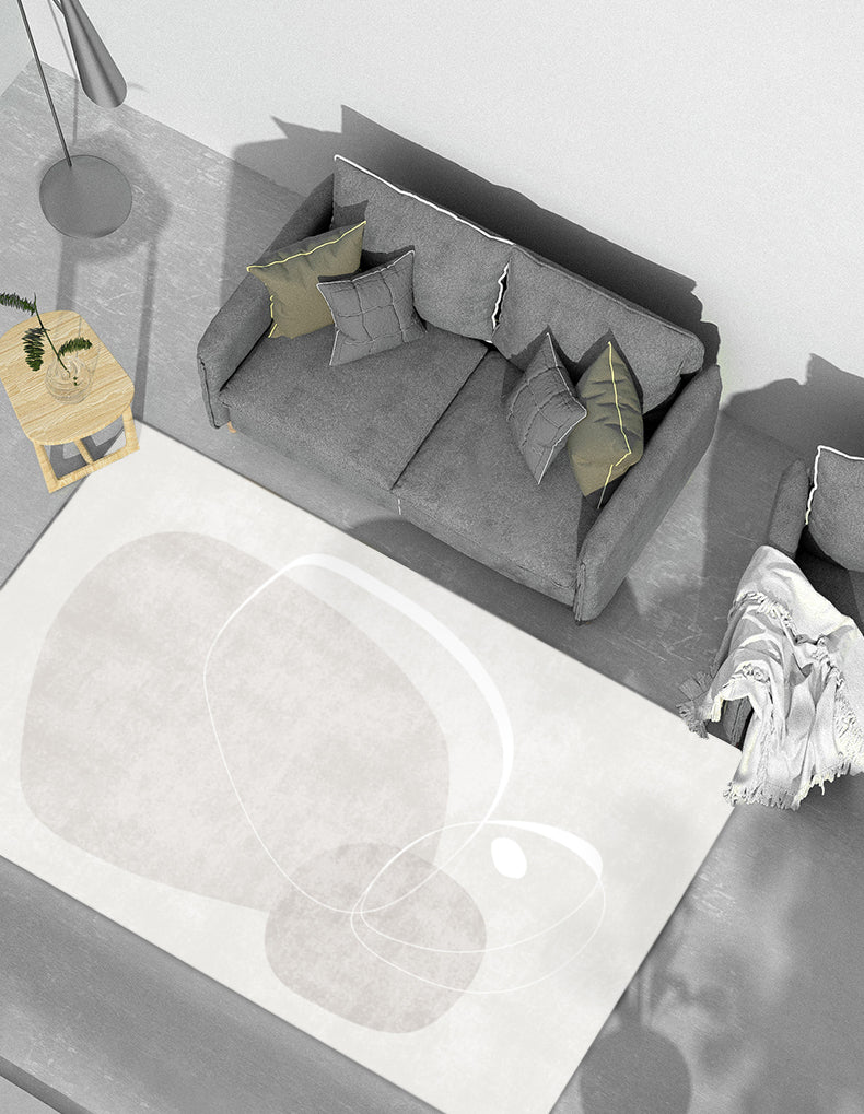 Apricot Tone Modern Indoor Rug Polyester Abstractic Print Carpet Easy Care Rug for Home Decoration