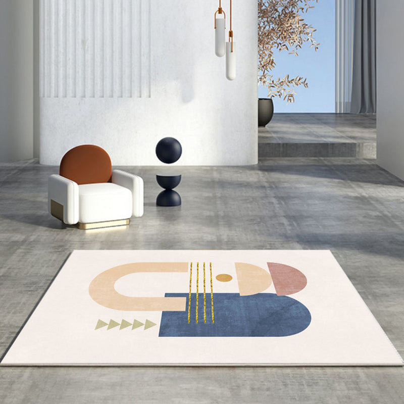 Apricot Tone Home Decoration Carpet Modern Color Block Printed Area Rug Polyester with Non-Slip Backing Rug