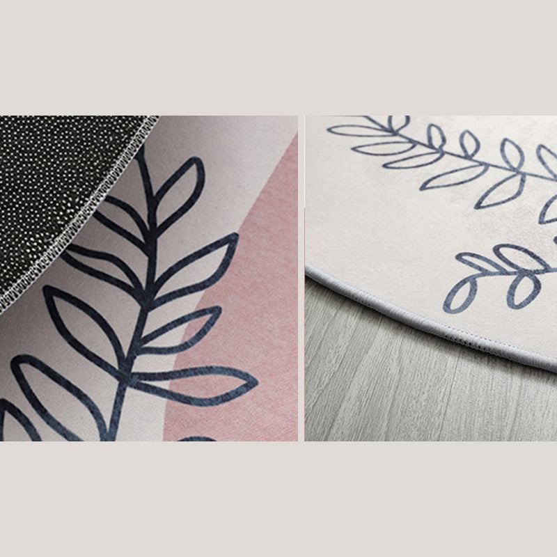 Round Light Color Abstract Lines Print Rug Polyester Modern Anti-Slip Backing Indoor Rug for Living Room