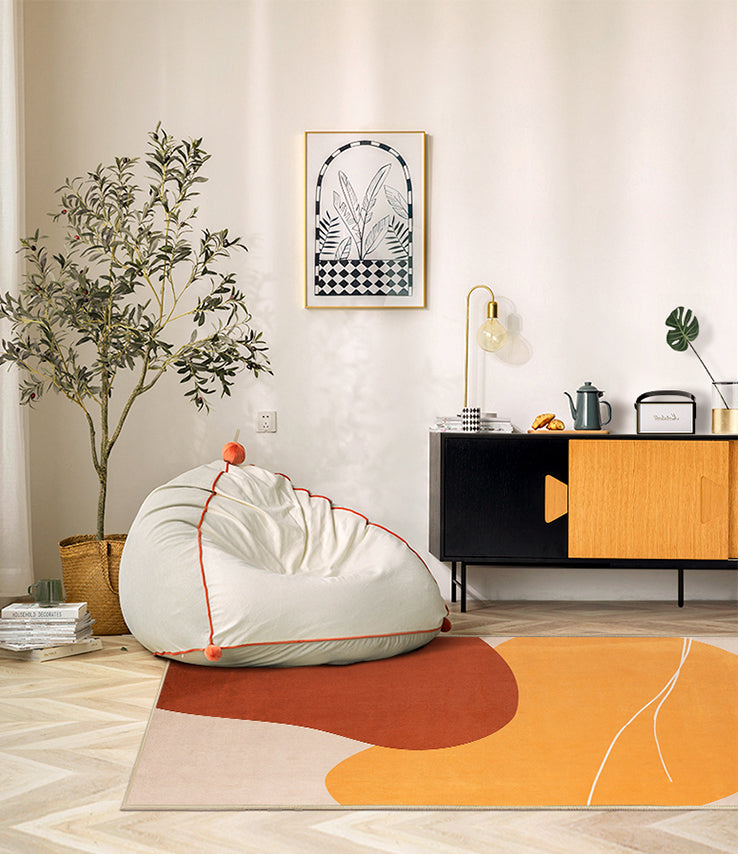 Aprikoseton Home Dekoration Teppich Einfachheit Farbblock gedruckter Fläche Teppich Polyester mit nicht rutscher Backing Teppich