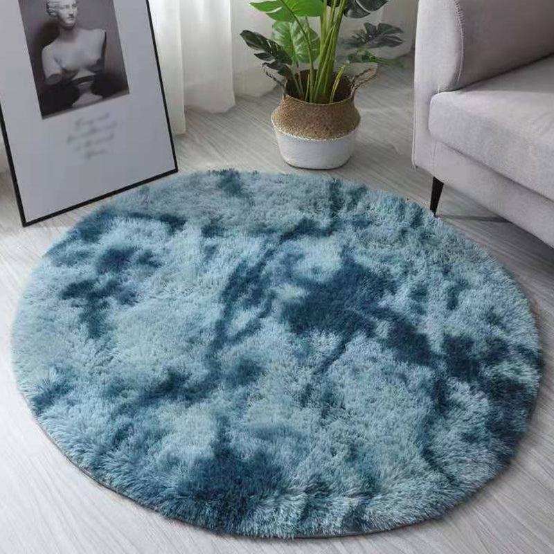 Mehrfarbiger, schlichter Batik-Teppich, moderner Shag-Teppich mit runder Fläche, Polyester-Teppich mit rutschfester Rückseite für die Inneneinrichtung