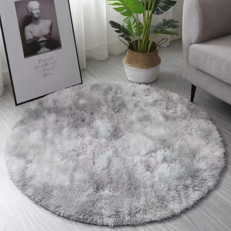 Mehrfarbiger, schlichter Batik-Teppich, moderner Shag-Teppich mit runder Fläche, Polyester-Teppich mit rutschfester Rückseite für die Inneneinrichtung