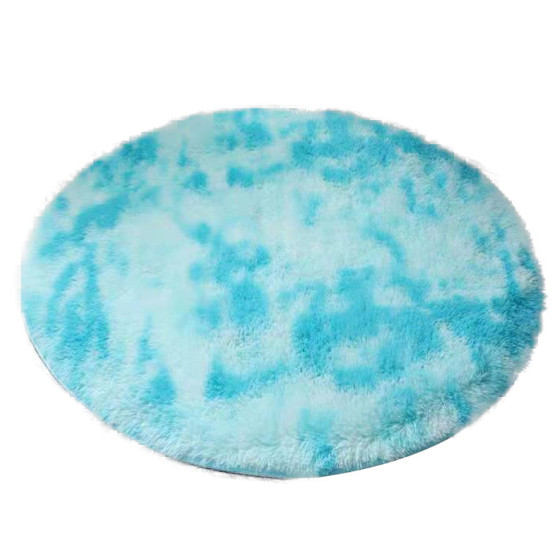 Multicolored Simple Tie-dyed Rug Contemporary Shag Round Area Carpet Polyester Non-Slip Backing Rug for Home Decor