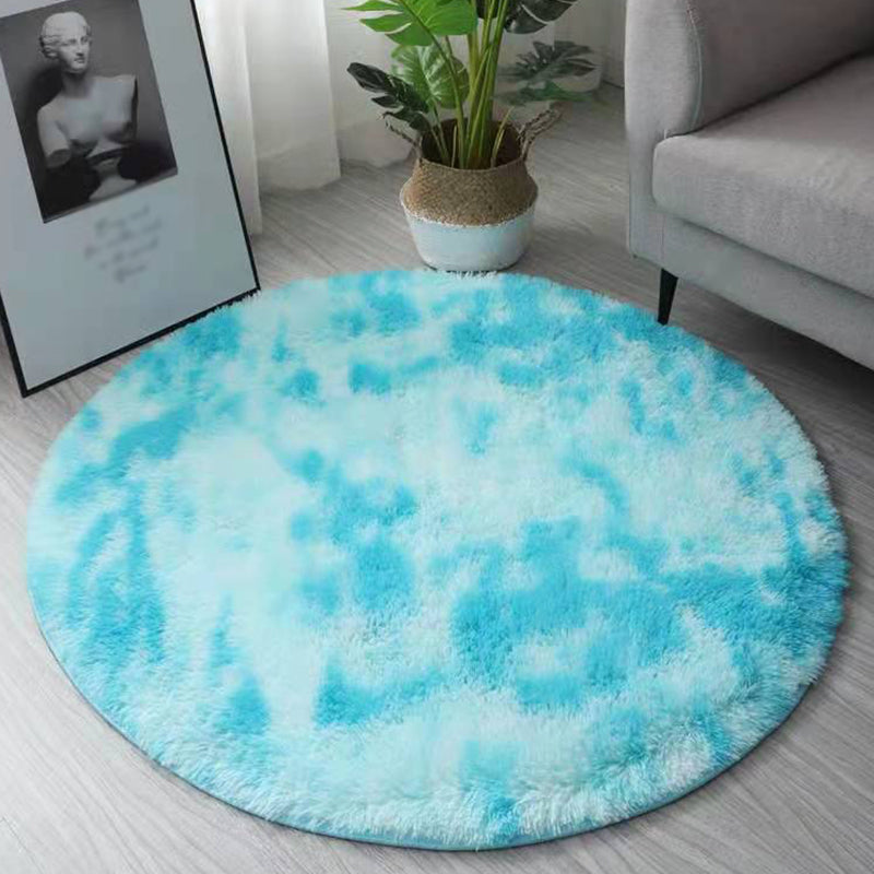 Mehrfarbiger, schlichter Batik-Teppich, moderner Shag-Teppich mit runder Fläche, Polyester-Teppich mit rutschfester Rückseite für die Inneneinrichtung
