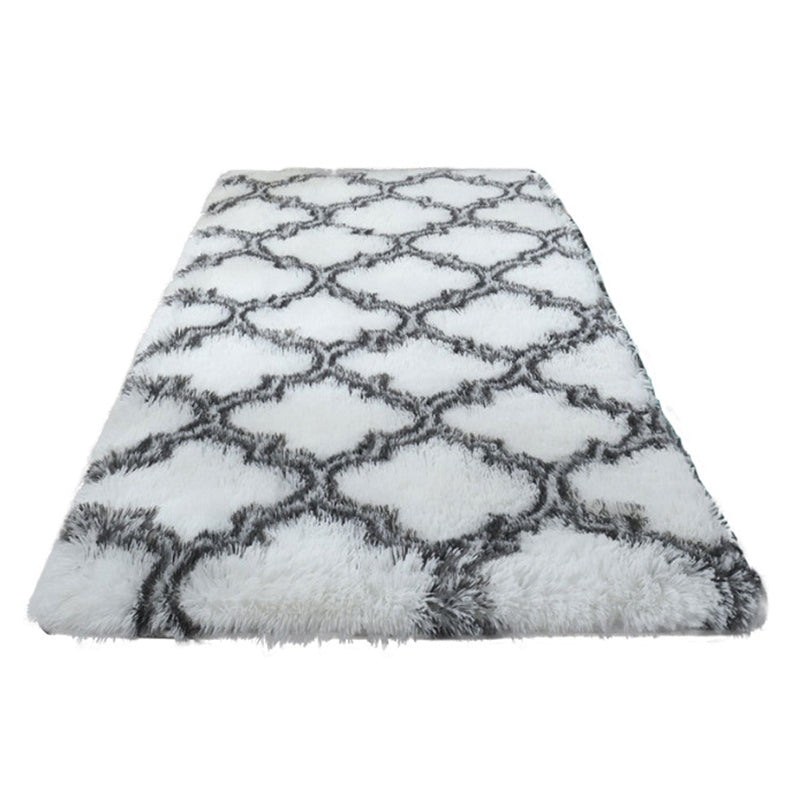 Aesthetic Contemporary Tartan Rug Simplicity Shag Polyester Area Rug Easy Care Stain Resistant Area Carpet for Bedroom