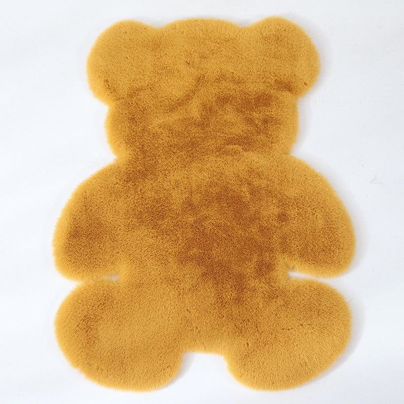 Lovely Bear shaped Area Rug Stylish Solid Shag Polypropylene Indoor Carpet Easy Care Friendly Washable Rug for Bedroom