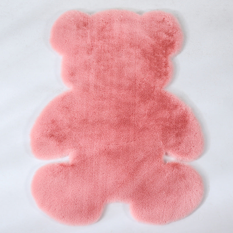 Lovely Bear shaped Area Rug Stylish Solid Shag Polypropylene Indoor Carpet Easy Care Friendly Washable Rug for Bedroom