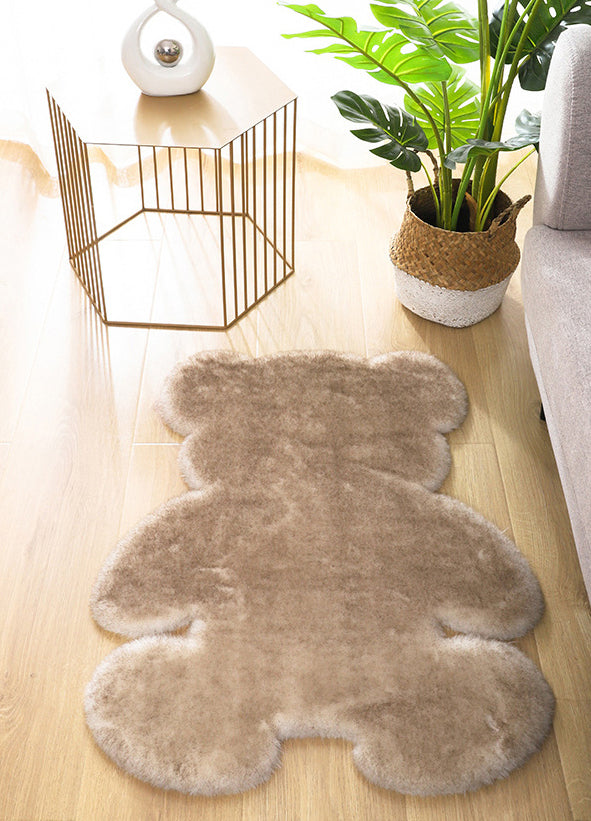 Lovely Bear shaped Area Rug Stylish Solid Shag Polypropylene Indoor Carpet Easy Care Friendly Washable Rug for Bedroom