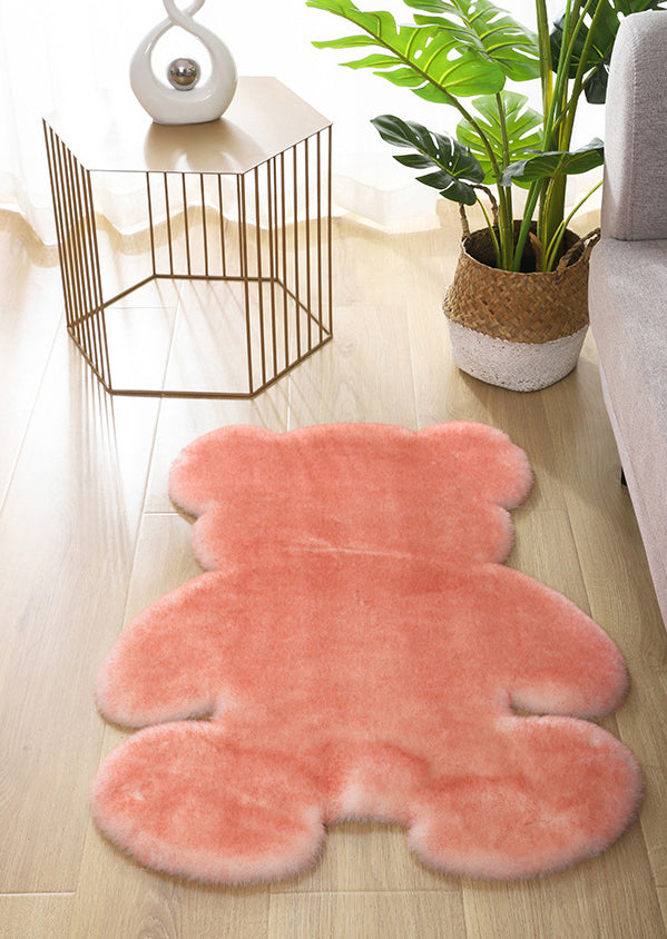 Lovely Bear shaped Area Rug Stylish Solid Shag Polypropylene Indoor Carpet Easy Care Friendly Washable Rug for Bedroom