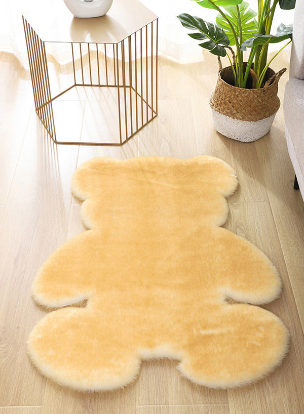 Lovely Bear shaped Area Rug Stylish Solid Shag Polypropylene Indoor Carpet Easy Care Friendly Washable Rug for Bedroom