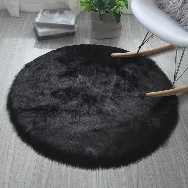 Comfort Modern Shag Area Rug Simplicity Solid Round Area Carpet Polyester Friendly Washable for Living Room