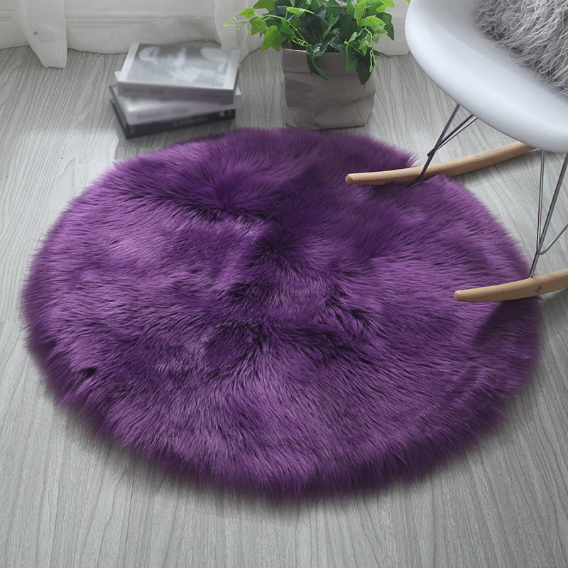 Comfort Modern Shag Area Rug Simplicity Solid Round Area Carpet Polyester Friendly Washable for Living Room