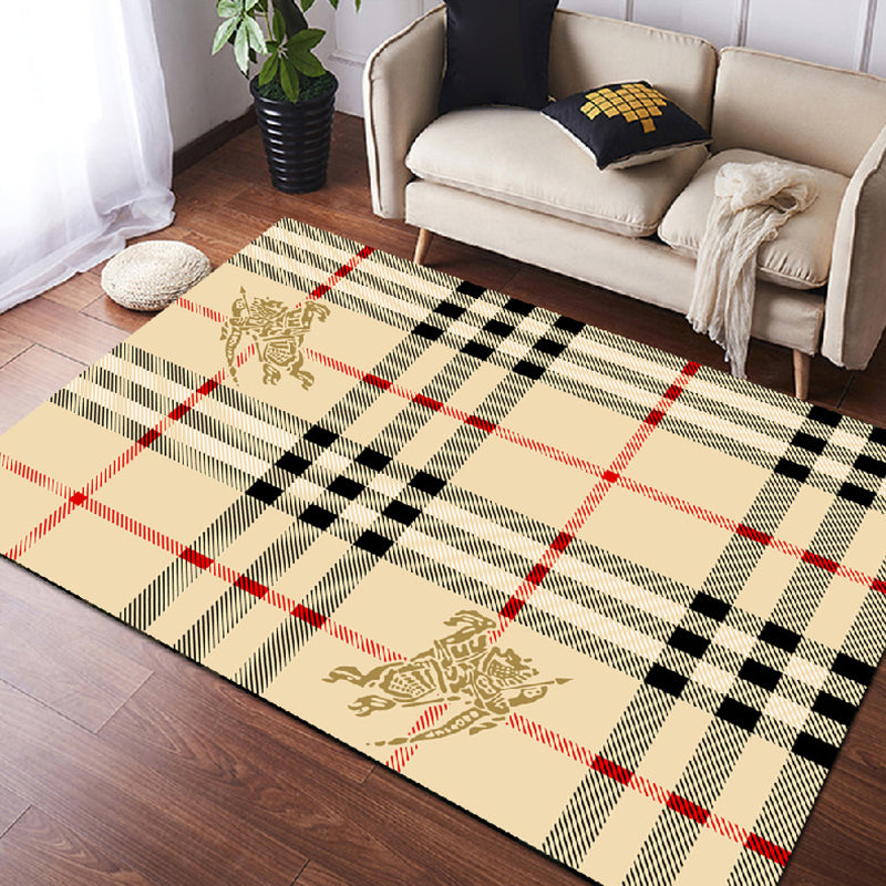 Orange Tone Modern Indoor Rug Polyester Horse Print Carpet Easy Care Rug for Home Decoration