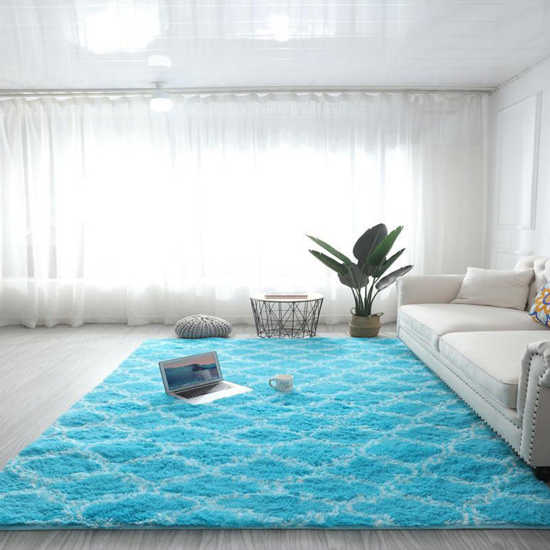 Contemporary Trellis Pattern Area Rug Aesthetic Soft Shag Indoor Carpet Polyester Non-Slip Backing Carpet for Home Decor