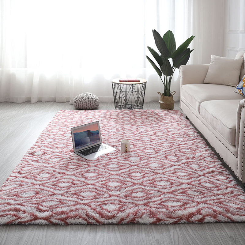 Contemporary Trellis Pattern Area Rug Aesthetic Soft Shag Indoor Carpet Polyester Non-Slip Backing Carpet for Home Decor