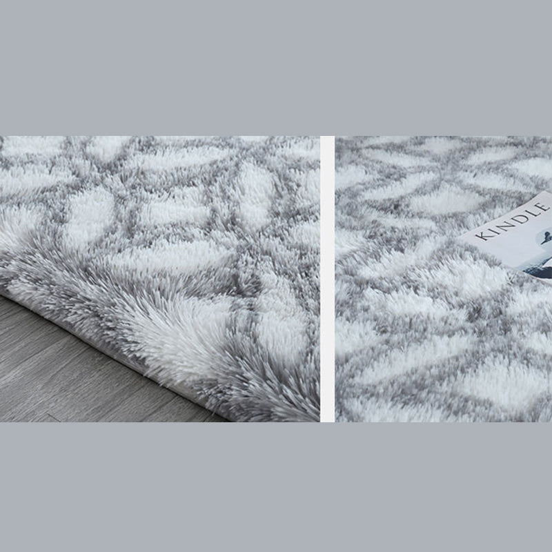 Contemporary Trellis Pattern Area Rug Aesthetic Soft Shag Indoor Carpet Polyester Non-Slip Backing Carpet for Home Decor