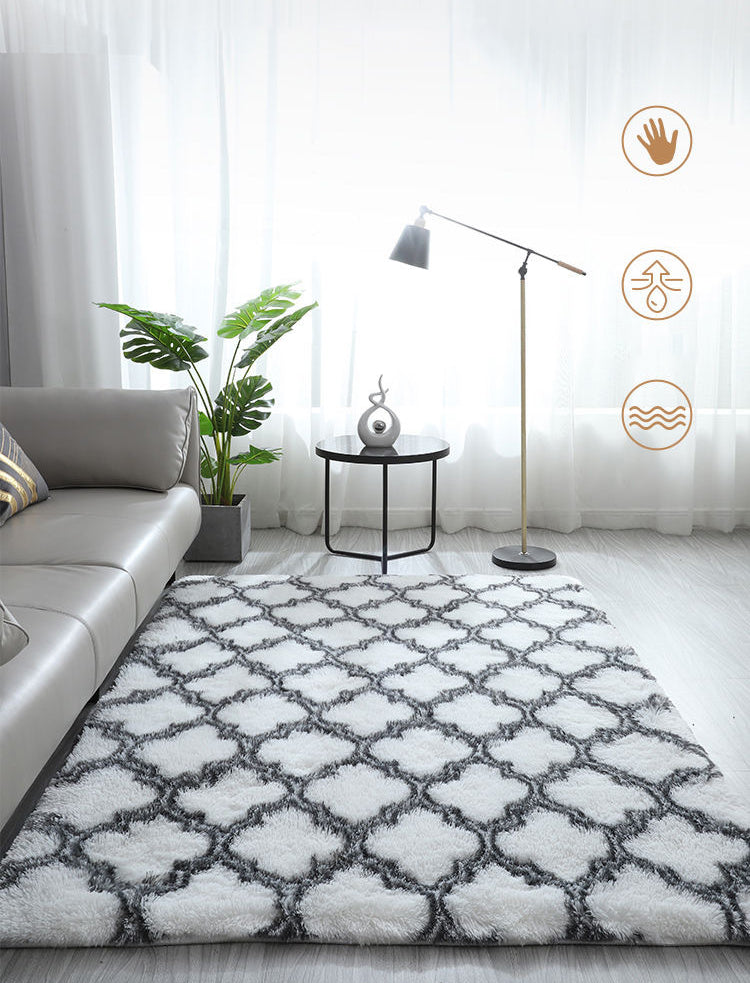 Contemporary Trellis Pattern Area Rug Aesthetic Soft Shag Indoor Carpet Polyester Non-Slip Backing Carpet for Home Decor