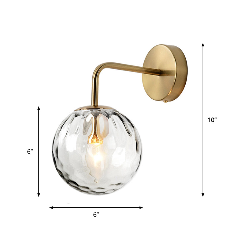 Flippte Glas Kugel Wandlampe Minimalist 1 helle goldene Wandleuchte mit Arm