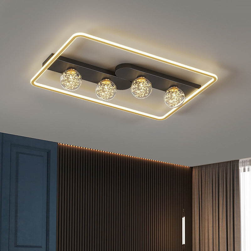 Lámpara de techo minimalista LED de metal con montaje empotrado geométrico de oro negro para sala de estar