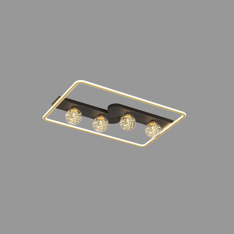 Lámpara de techo minimalista LED de metal con montaje empotrado geométrico de oro negro para sala de estar