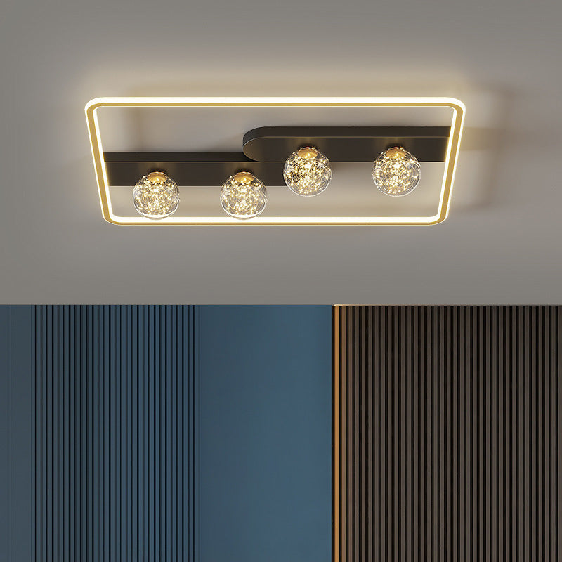 Lámpara de techo minimalista LED de metal con montaje empotrado geométrico de oro negro para sala de estar