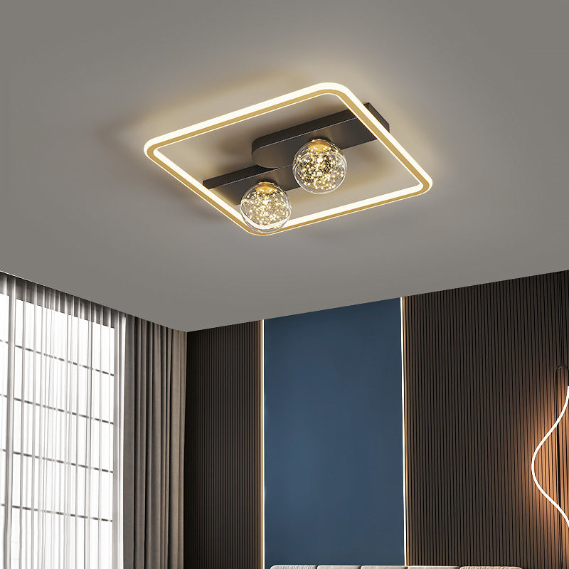 Lámpara de techo minimalista LED de metal con montaje empotrado geométrico de oro negro para sala de estar