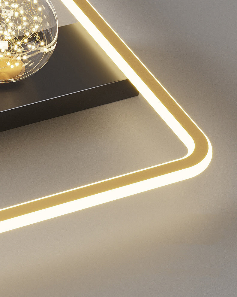 Lámpara de techo minimalista LED de metal con montaje empotrado geométrico de oro negro para sala de estar