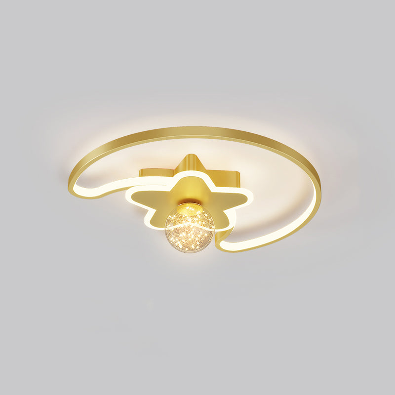 Style contemporain DEL Metal LED Flush Light Fixture Star Ceiling Flush Mount for Bedroom