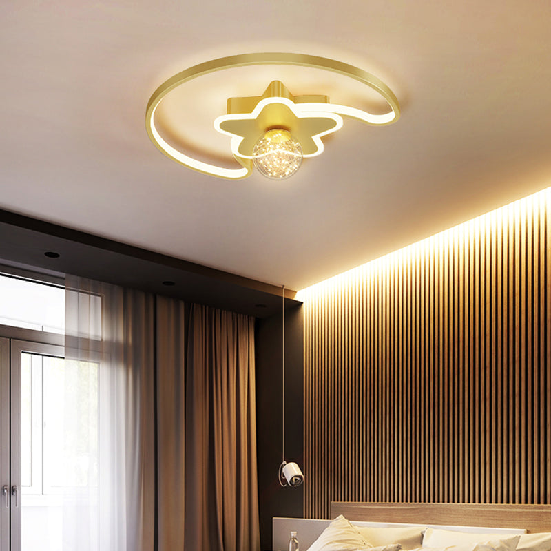 Style contemporain DEL Metal LED Flush Light Fixture Star Ceiling Flush Mount for Bedroom