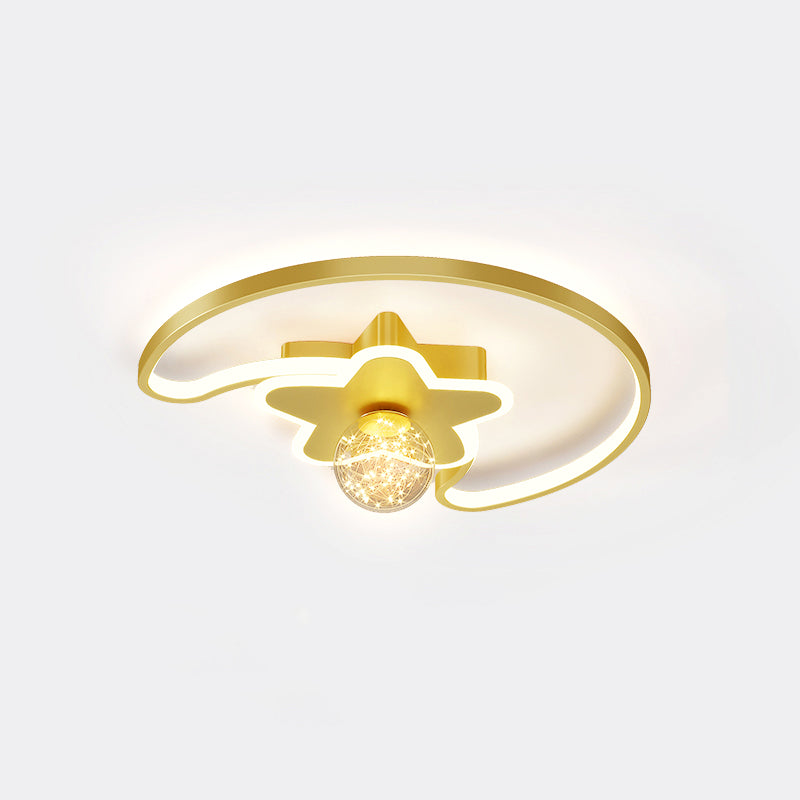 Style contemporain DEL Metal LED Flush Light Fixture Star Ceiling Flush Mount for Bedroom