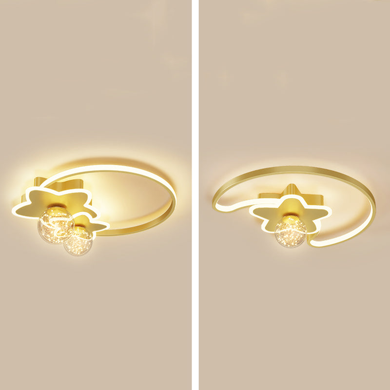 Style contemporain DEL Metal LED Flush Light Fixture Star Ceiling Flush Mount for Bedroom
