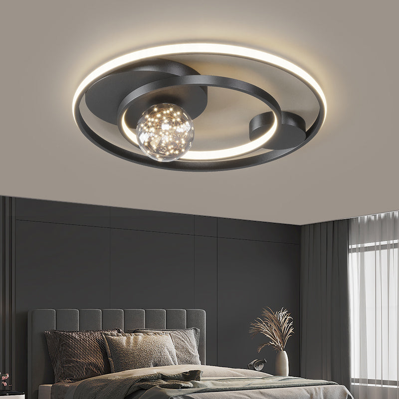 Contemporary 1-Light LED Flush Ceiling Light Metal Circle Ceiling Light Fixture for Bedroom
