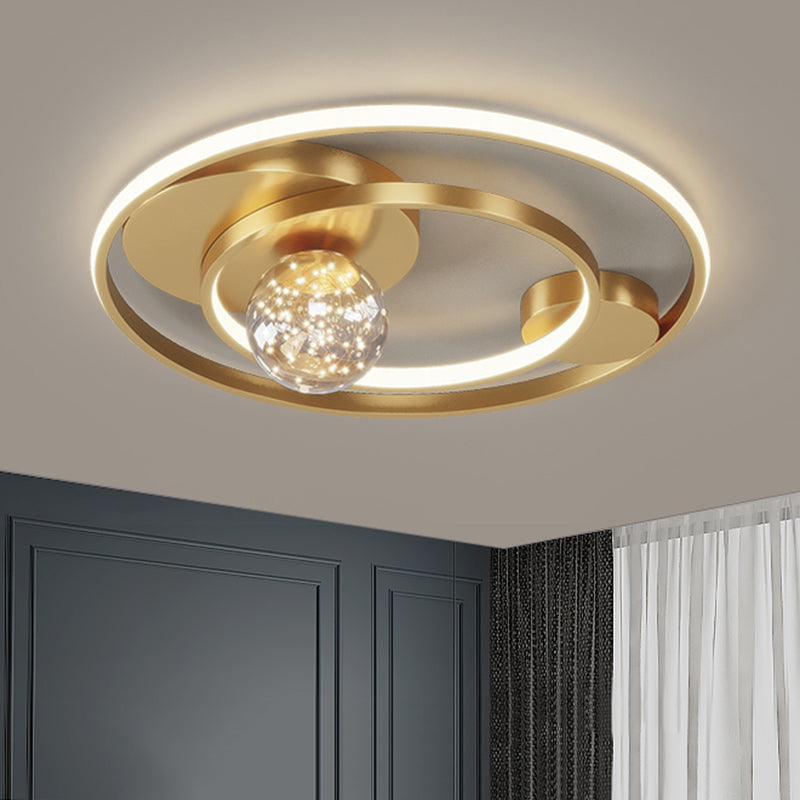 Contemporary 1-Light LED Flush Ceiling Light Metal Circle Ceiling Light Fixture for Bedroom