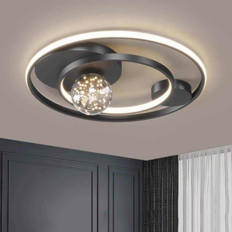 Contemporary 1-Light LED Flush Ceiling Light Metal Circle Ceiling Light Fixture for Bedroom