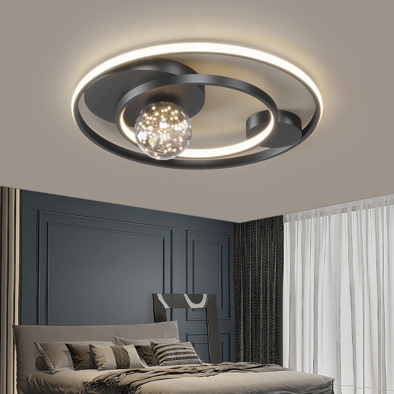 Contemporary 1-Light LED Flush Ceiling Light Metal Circle Ceiling Light Fixture for Bedroom