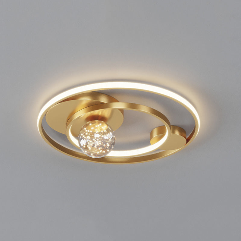 Contemporary 1-Light LED Flush Ceiling Light Metal Circle Ceiling Light Fixture for Bedroom