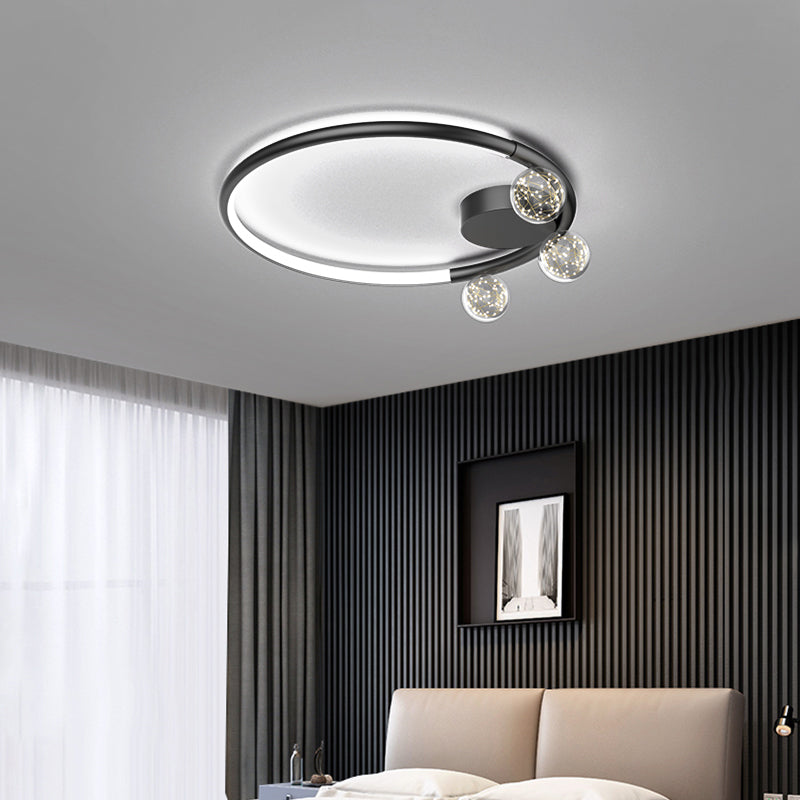 Black Metal Circulaire Flush Mount Light 3-Light LED Ceiling Light Fixture for Living Room