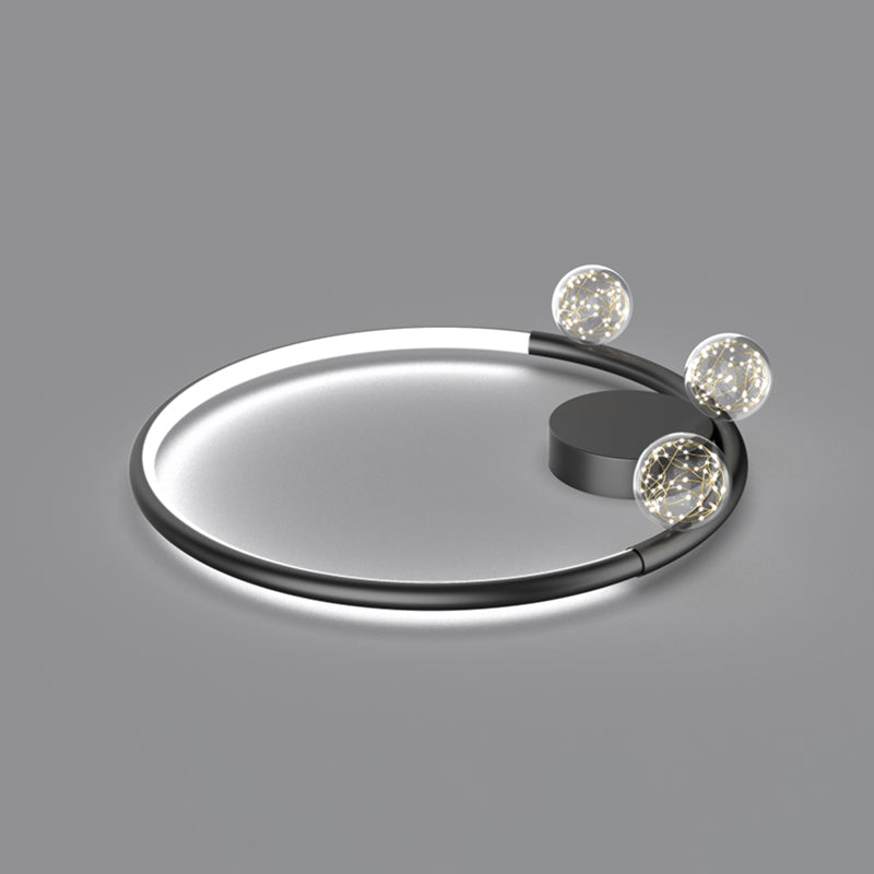 Black Metal Circulaire Flush Mount Light 3-Light LED Ceiling Light Fixture for Living Room