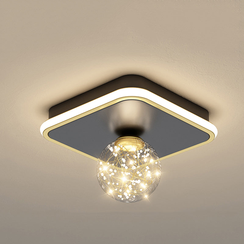 1-Light LED Metal Flush Mount Light New Modern Black Flush Ceiling Light for Hallway