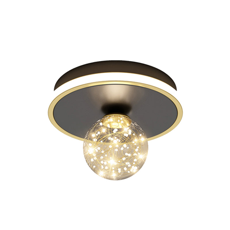 1-Light LED Metal Flush Mount Light New Modern Black Flush Ceiling Light for Hallway